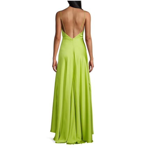 NEW FAME AND PARTNERS emerie satin strappy gown in charmeuse green - Picture 2 of 3